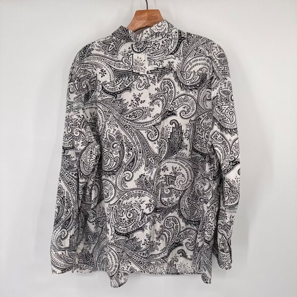 Lauren Ralph Lauren Womens Paisley Button-Down Shirt size 3X plus Black Cotton - Picture 12 of 14